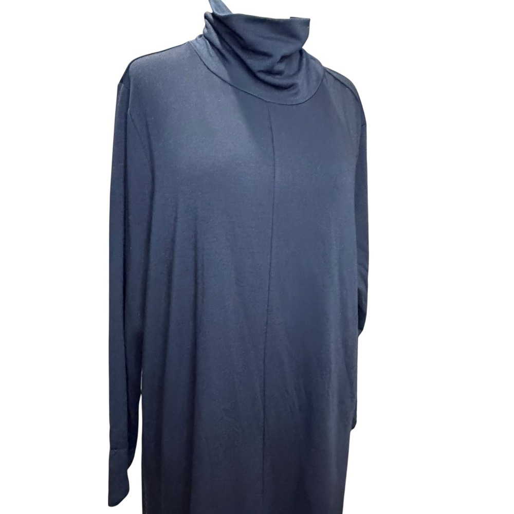 J Jill Pure Jill Luxe Tencel Shift Dress Womens XL Blue Turtleneck Liquid Drape - Picture 4 of 16